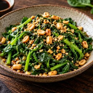 Salată rece de spanac chinezească cu arahide
