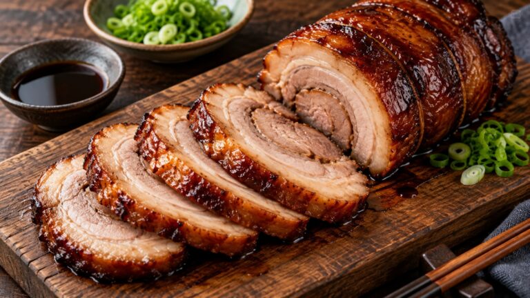 Chashu – rulou de burtă de porc feliat pentru ramen