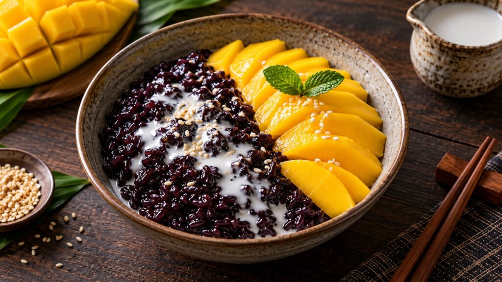 Orez negru glutinos cu mango