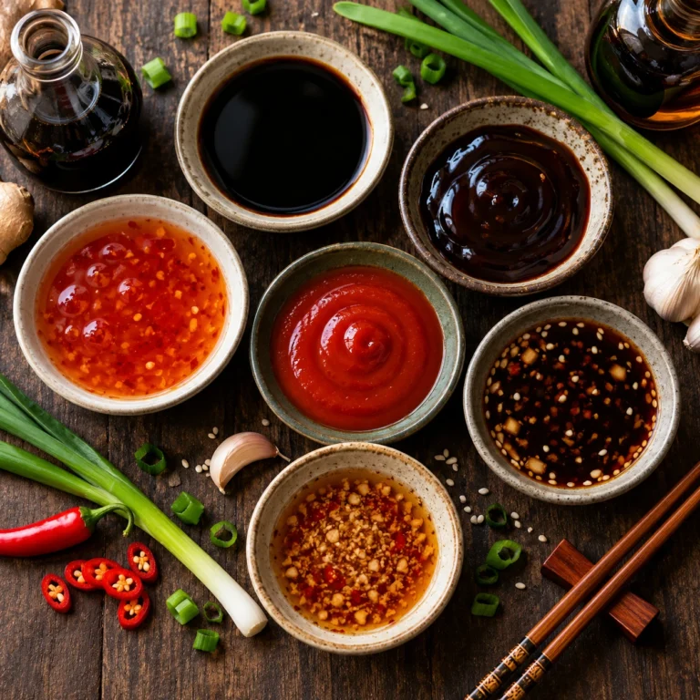 Boluri cu sosuri asiatice: soia, stridii, hoisin, sweet chilli și sriracha
