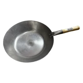 Tigaie wok cu fund plat și mâner de lemn 40cm